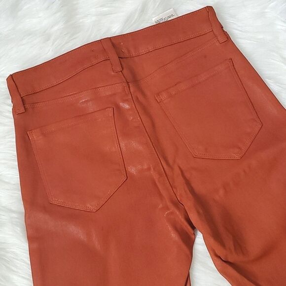 L'agence Margot Coated Denim Cropped Skinny Jeans Rust Brown Sz 25 - Picture 8 of 11